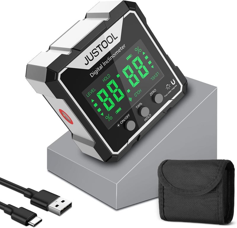 JUSTOOL Store Magnetic Digital Angle Finder, Level Box Angle Finder Protractor with 4 Magnetic Angle Gauge Backlight Inclinometer for Woodworking Renovations - Image 1